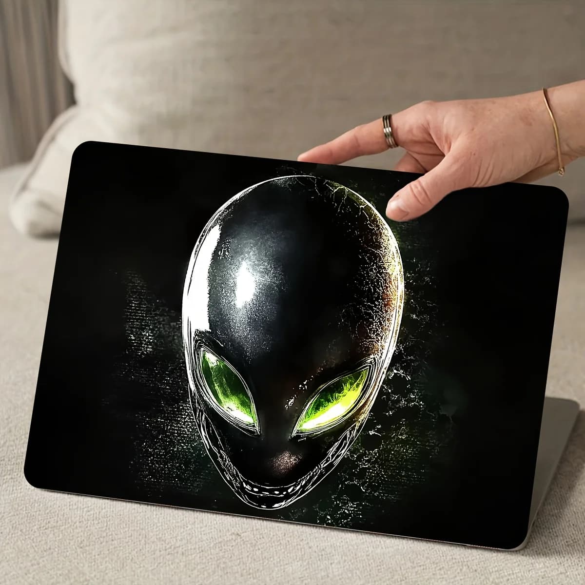 Set of 2 Black Alien Waterproof Vinyl Stickers, Designed for Laptops - Suitable, Scratch Resistant Vinyl Stickers, Laptop Decals