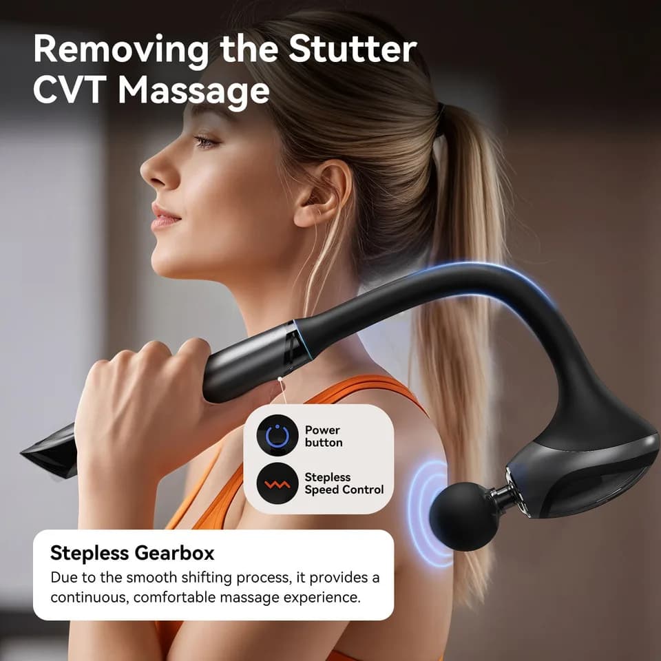 Massage gun for pain relief, deep tissue massager, back and neck, removable handle, portable massage gun for back, shoulders, arms.
