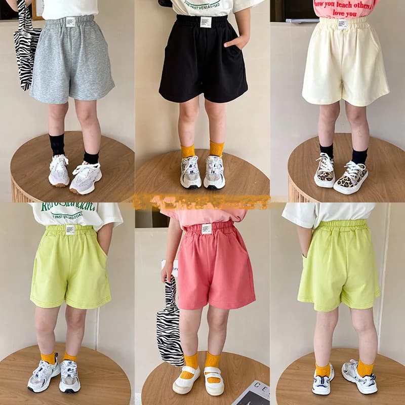 Pantaloncini larghi per bambina in tinta unita estiva per ragazze Pantaloncini sportivi per bambini in cotone Pantaloni corti per bambini Abbigliamento per bambini 1-10 anni