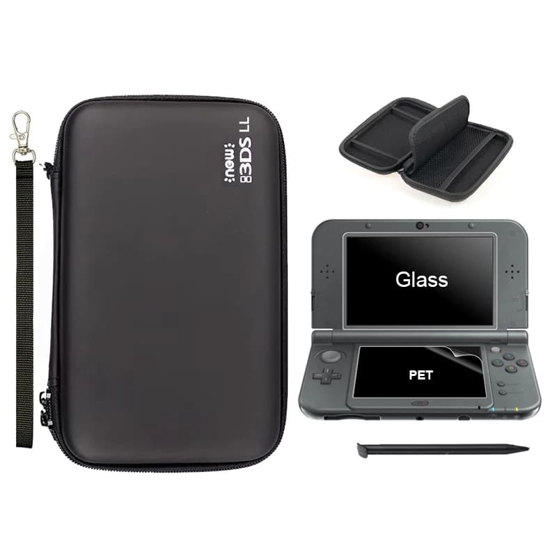Custodia Rigida Portatile per Console New 3DS XL/LL con Kit Accessori: Custodia da Trasporto, Penna Stylus e Protezioni Schermo