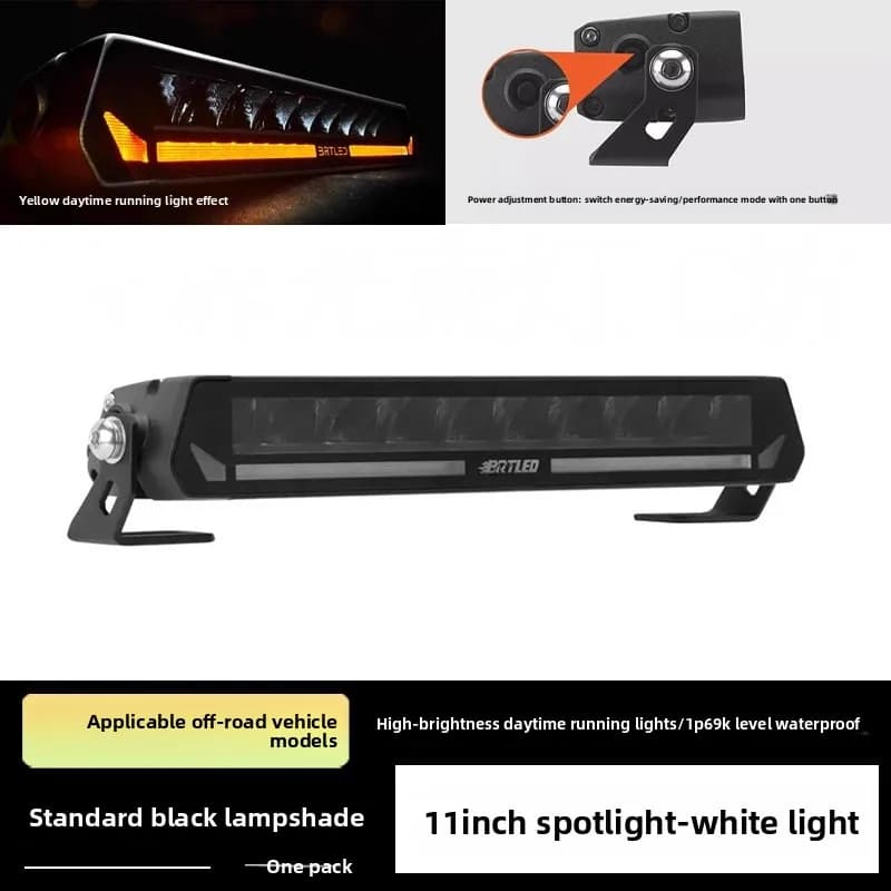 Faro a LED da 11 pollici 54W, Luci Ausiliarie Fuoristrada con Luce Ambientale Gialla, Striscia Luminosa a Fila Singola per Tank Ranger Bronco