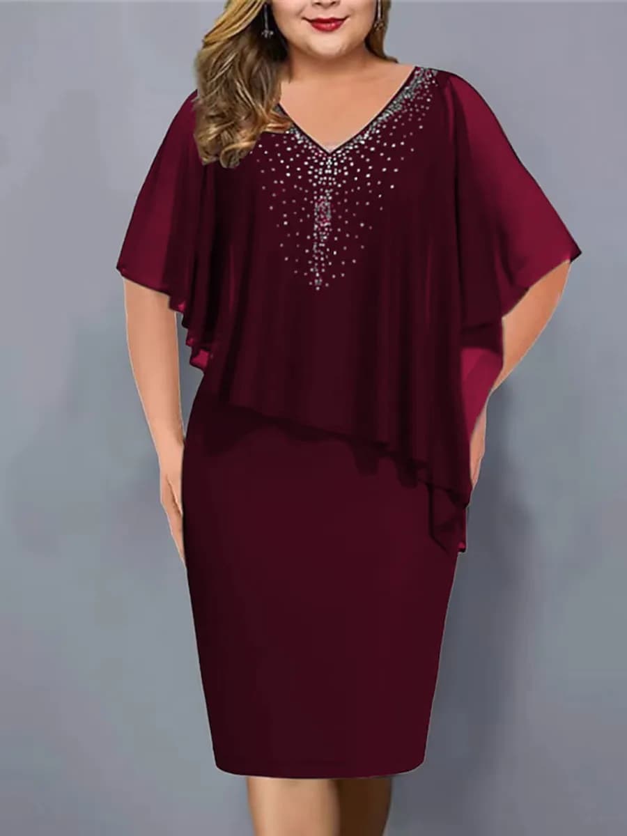 2025 Nuovo elegante vestito da festa estivo moda top Decor Abbigliamento quotidiano Aderente Plus Size Chiffon Lady Banchetto Dress T Shirt BT14