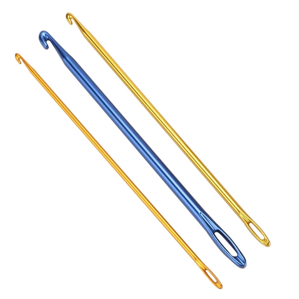 3Pcs Durable Aluminum Crochet Hooks 2.75mm 4mm 6mm Sizes With Eye Hole Knitting Needles Weaving Tool For Scarves Gloves