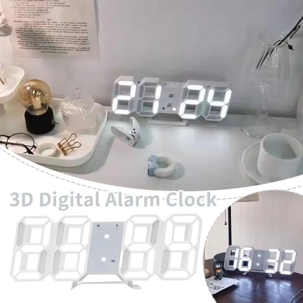 Orologio Sveglia Digitale 3D a LED da Parete e da Tavolo con Display Ora, Data e Temperatura, Dimmerazione Automatica e Controllo Sonoro, Decorazione per la Casa
