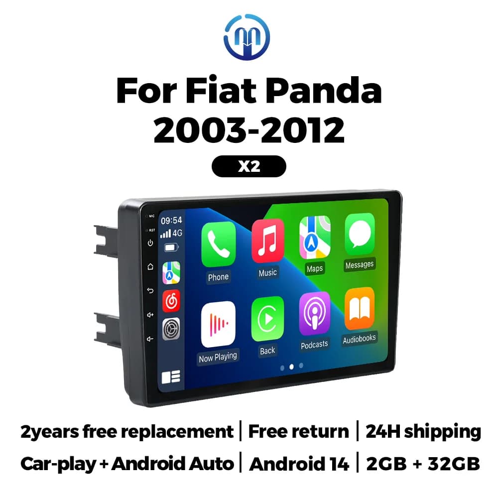 9 '' Autoradio Android 14 per Fiat Panda 169 2003 2004 2005- 2012 Carplay Auto GPS di Navigazione 2 Din Stereo Video Player Autoradio