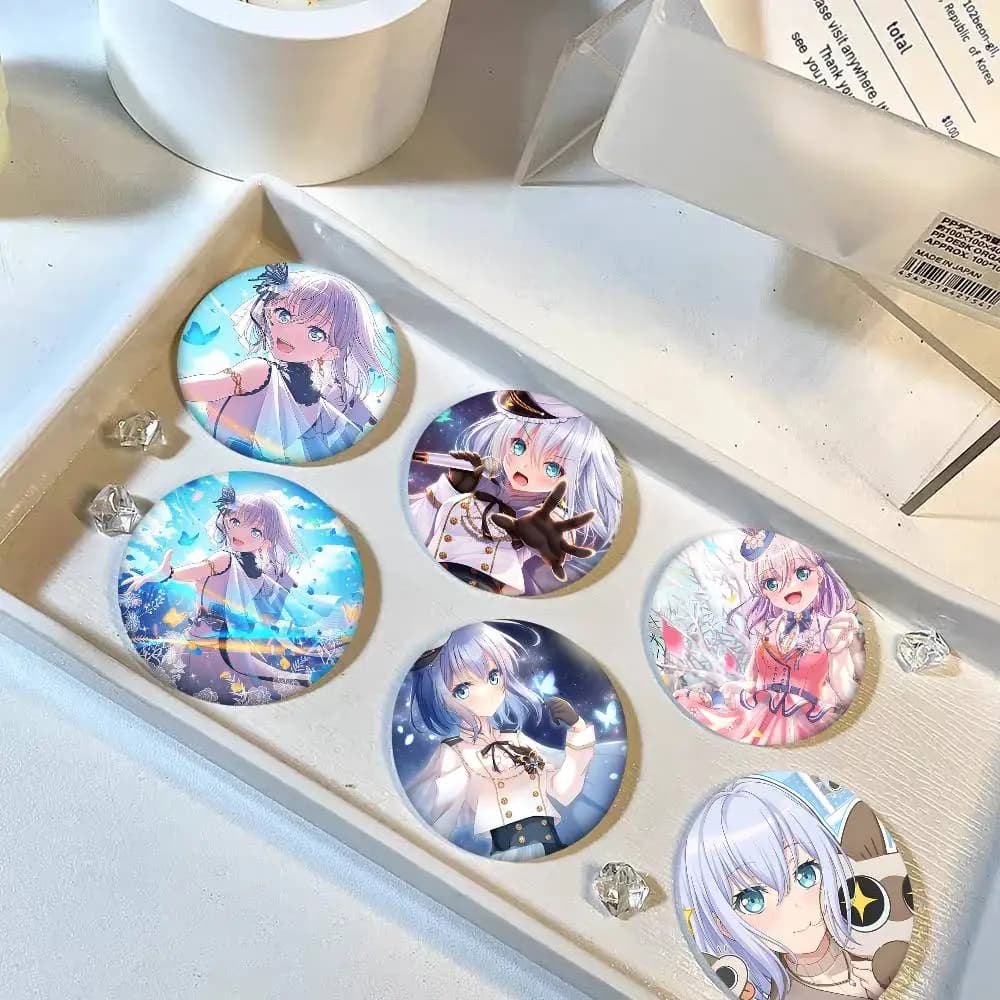 Anime Game BanG Dream Kurata Mashiro Round Badge Creative Brooch Clothing Backpack Accessories Lapel Pin