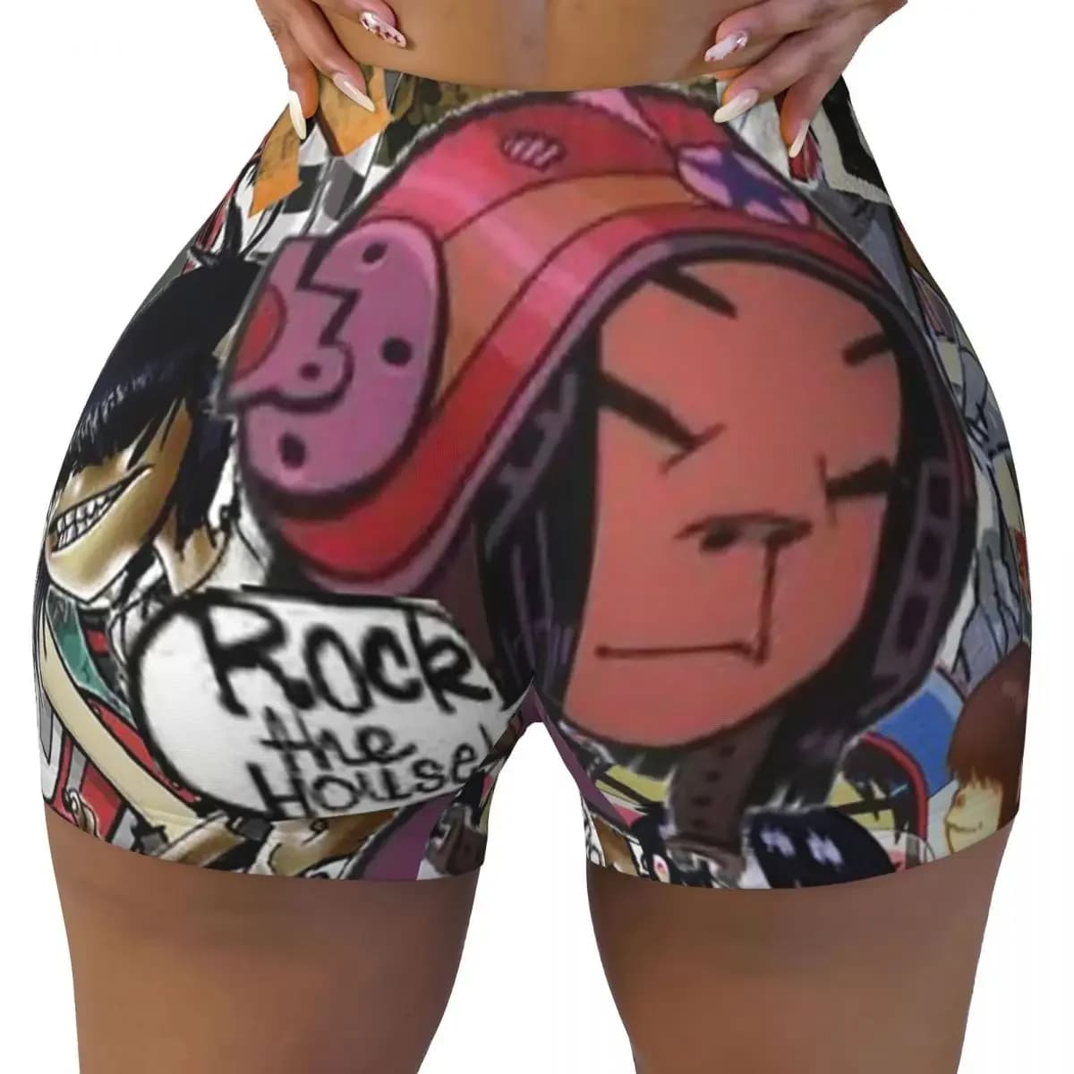 Custom Music Band Gorillaz Yoga Shorts Women Gym Workout Running Athletic Volleyball Biker Shorts