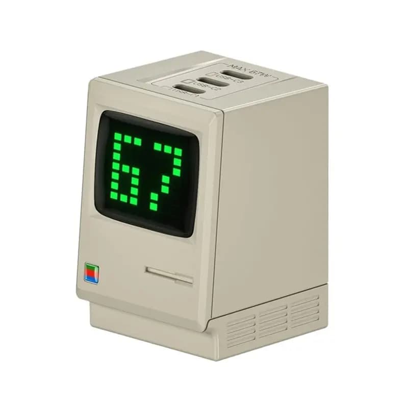 Fast Charging 67W Retro Gan With Digital Rain Display 3X USB-C Port Power Adapter For Tablets Smartphones US Plug