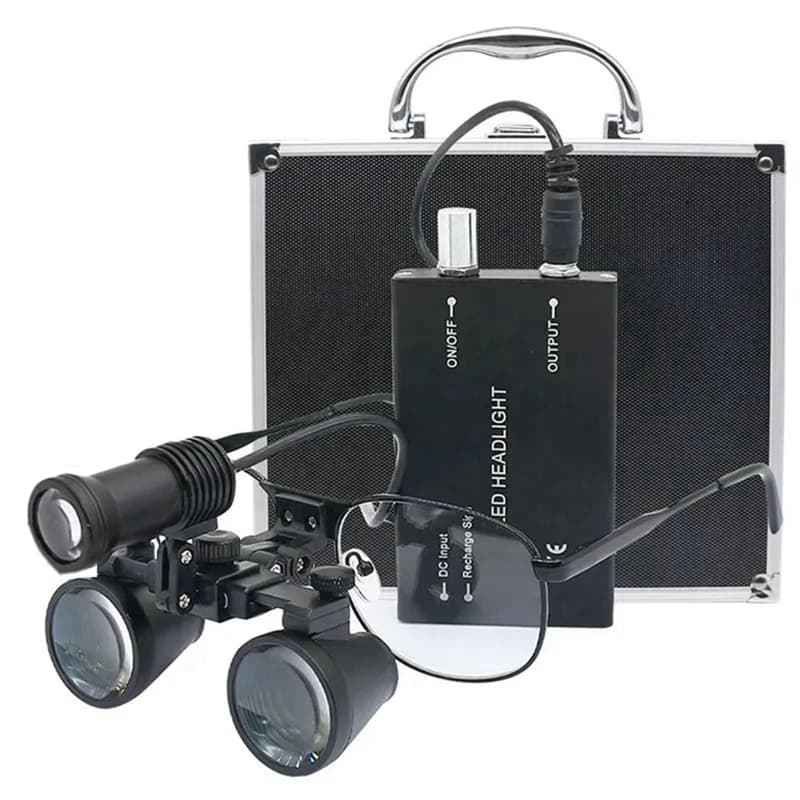 Occhiali Binoculari Dentali 3.5X con Faretto 3W/5W, Luce Frontale Professionale per Chirurgia, Occhiali Ingrandenti per Operazioni