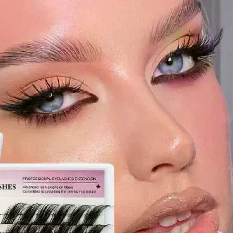 168 Ciuffetti/Cail Box Faux Oblique Style, Eyelashes Curved for a Natural Look, Ideal for Beginners, Daily Use and Celebrations