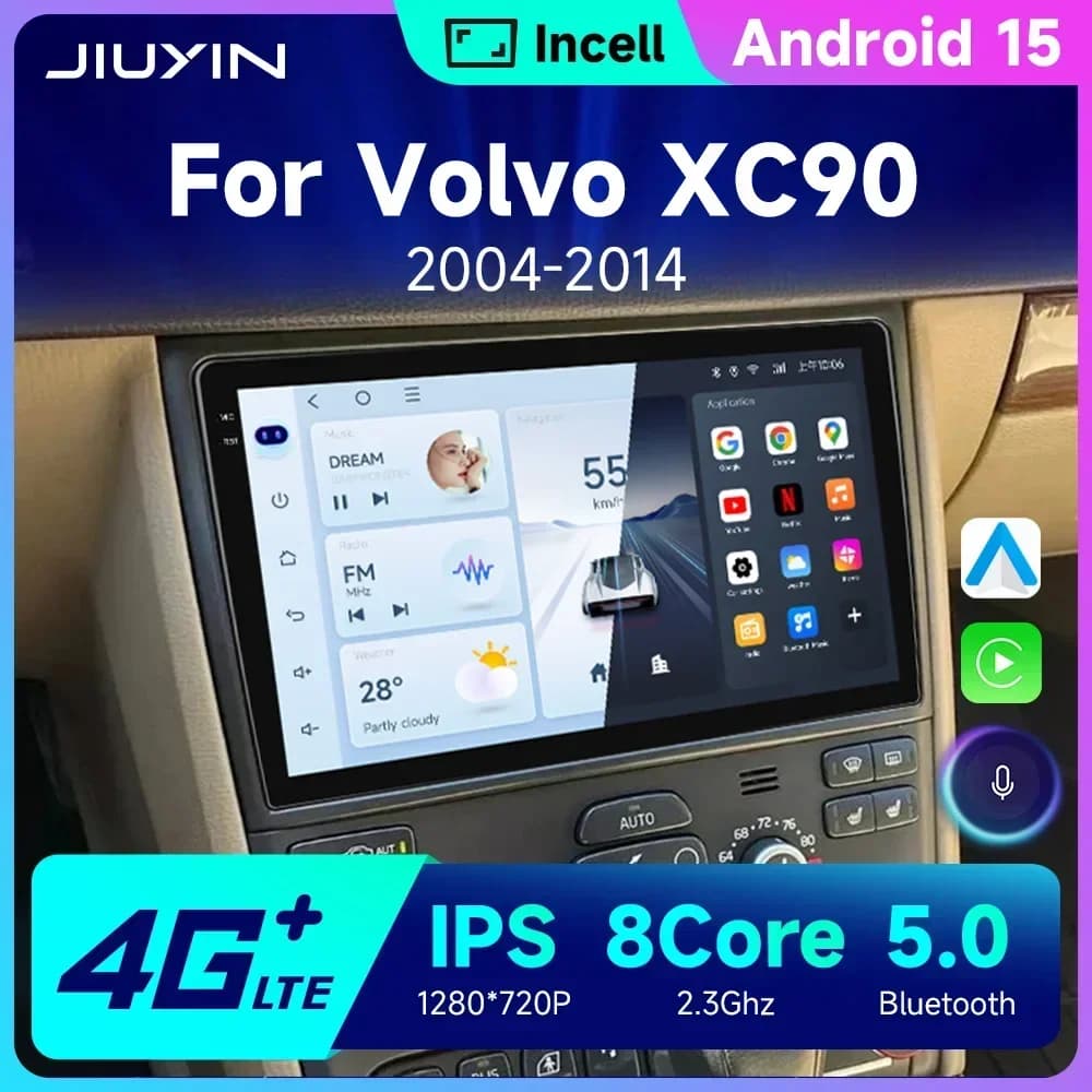 Autoradio Android 15 per Volvo XC90 2004-2014, Lettore Multimediale Video, Navigatore Stereo GPS Octa Core 2 Din, Telecamera Posteriore, WiFi 5G