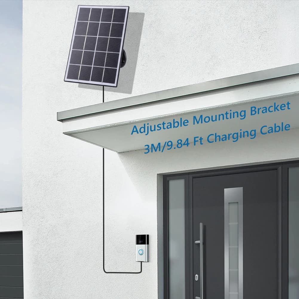 4W Solar Panel for Ring Doorbell 9.8Ft Charging Cable Solar Panel Kit Solar Charging Panel for Ring Video Doorbell 4/3/3 Plus/2