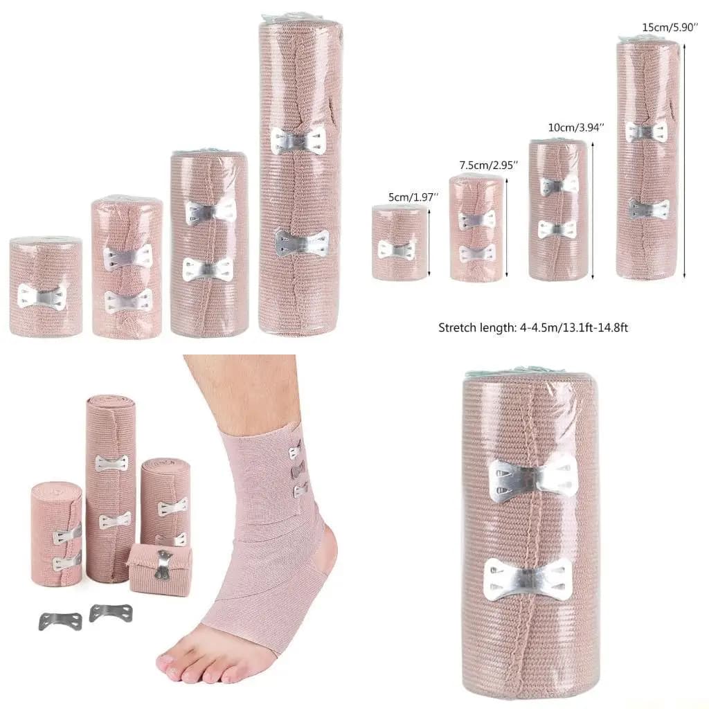 U2JB Rotolo fasciatura elastica a compressione con ganci, rotolo nastro supporto per sport atletici per distorsioni del