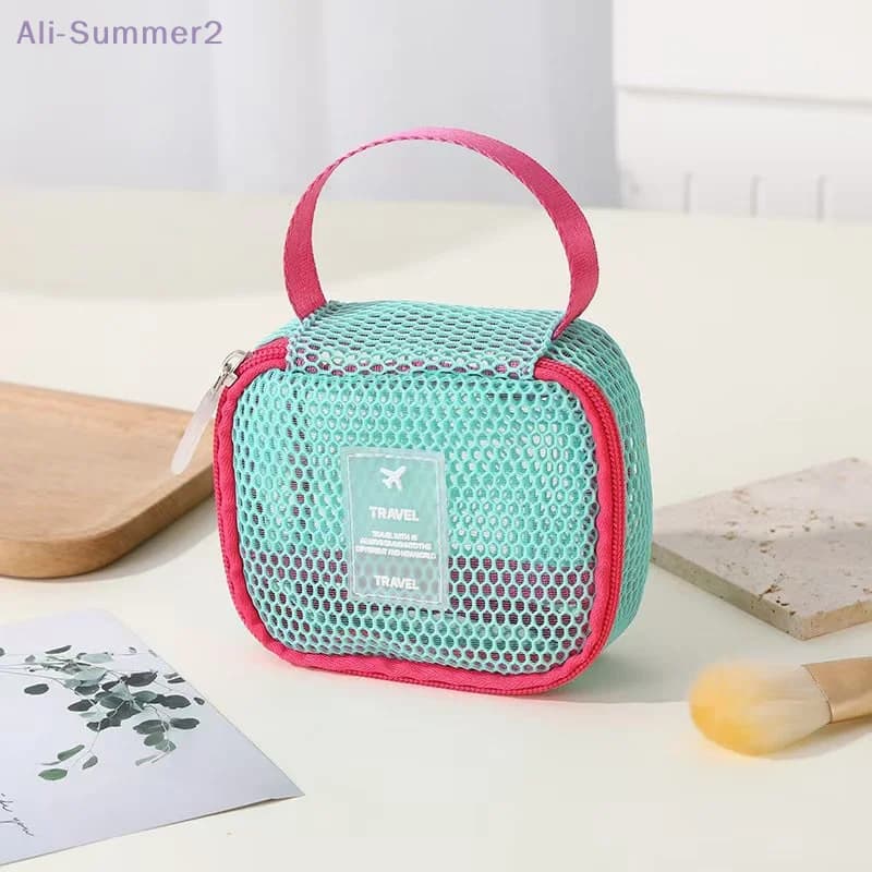 Small Capacity Key Bags Clear Cosmetic Bag Square Mesh Case Mini Hinge Mini Bag for Wash Boxing Case