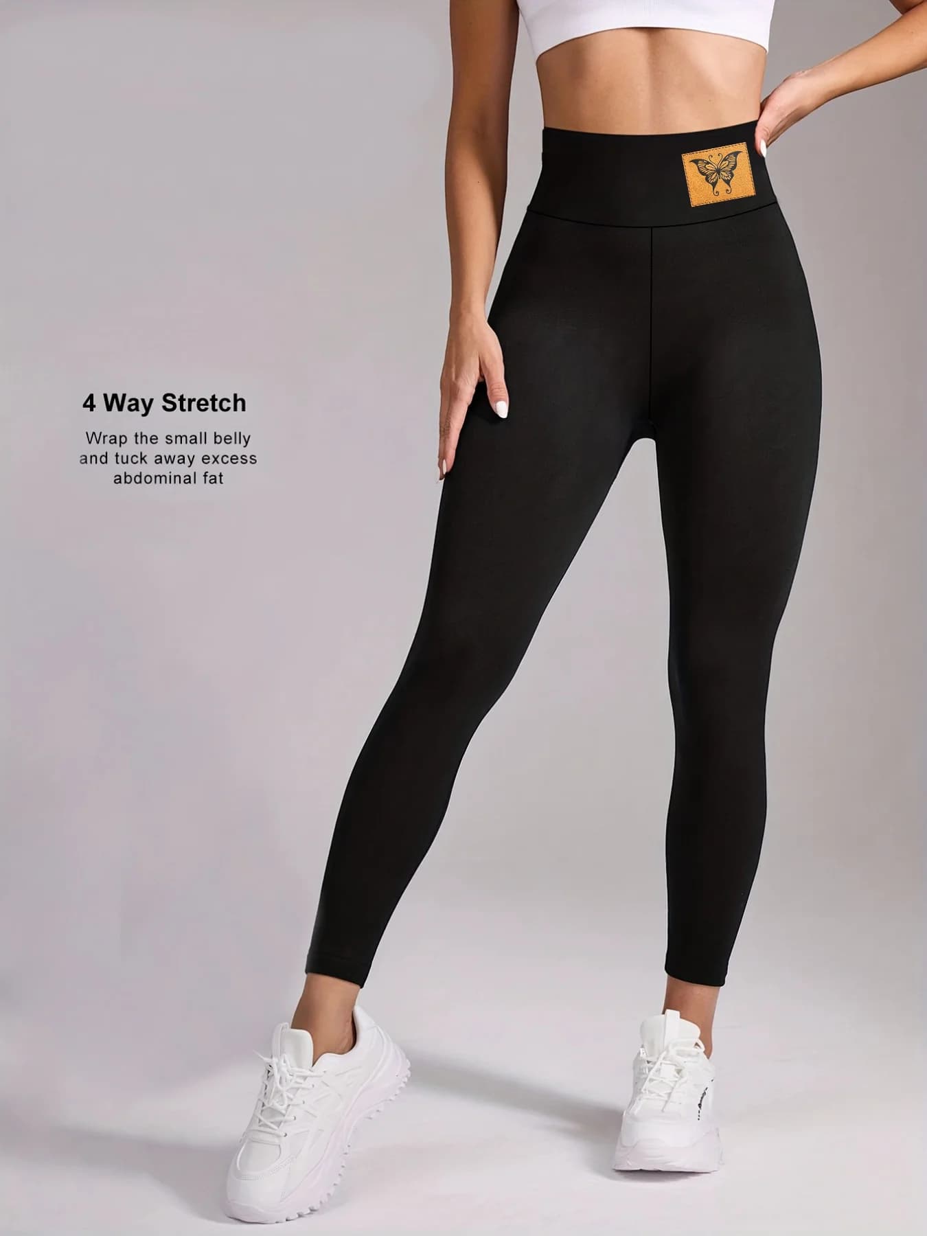 Leggings Neri a Vita Alta per Donna, Elasticizzati, Modellanti, Effetto Push-Up, Slim Fit, per Uso Quotidiano e Allenamento