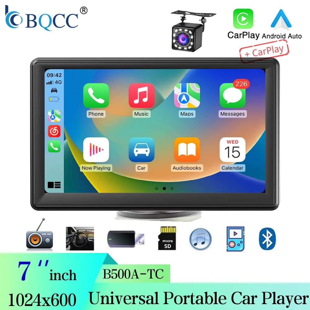 BQCC 7'' Universal MP5 Player Wireless CarPlay Android Auto Bluetooth FM Radio Receiver Car Multimedia Audio Stereo Head Unit