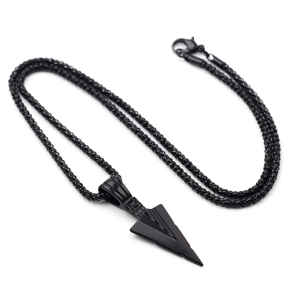 Collana lunga nera da uomo per uomo donna con ciondolo a freccia catena di gioielli Hip Hop Punk Rock natale regalo di Halloween
