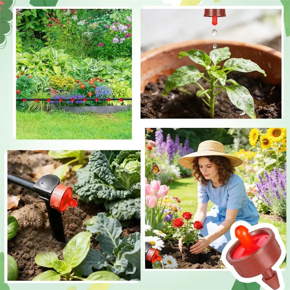 60 Pezzi Gocciolatori a Compensazione di Pressione 12L/16L/H per Irrigazione Agricola, Emettitori a Goccia per Giardino per Tubo PE da 1/4' per Irrigazione Serra