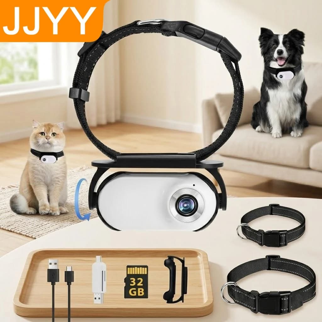 Telecamera Wireless Mini per Collare di Animali Domestici 1080P HD per Cani e Gatti, Registrazione Video per Sport Indoor e Outdoor, Accessori per Cani