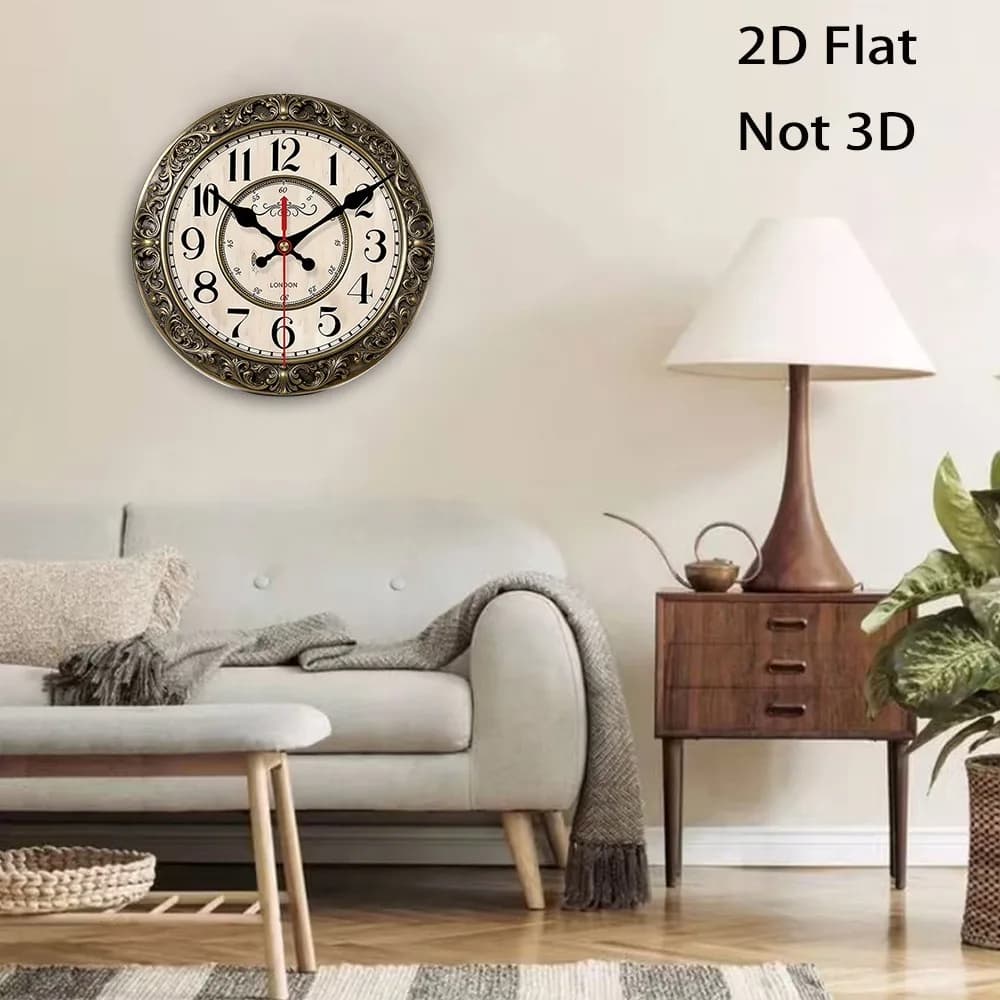 Orologio da Parete in Legno 2D Piatto, Stile Europeo | 2D piatto, silenzioso, decorativo, creativo, adatto per camere da letto, soggiorno