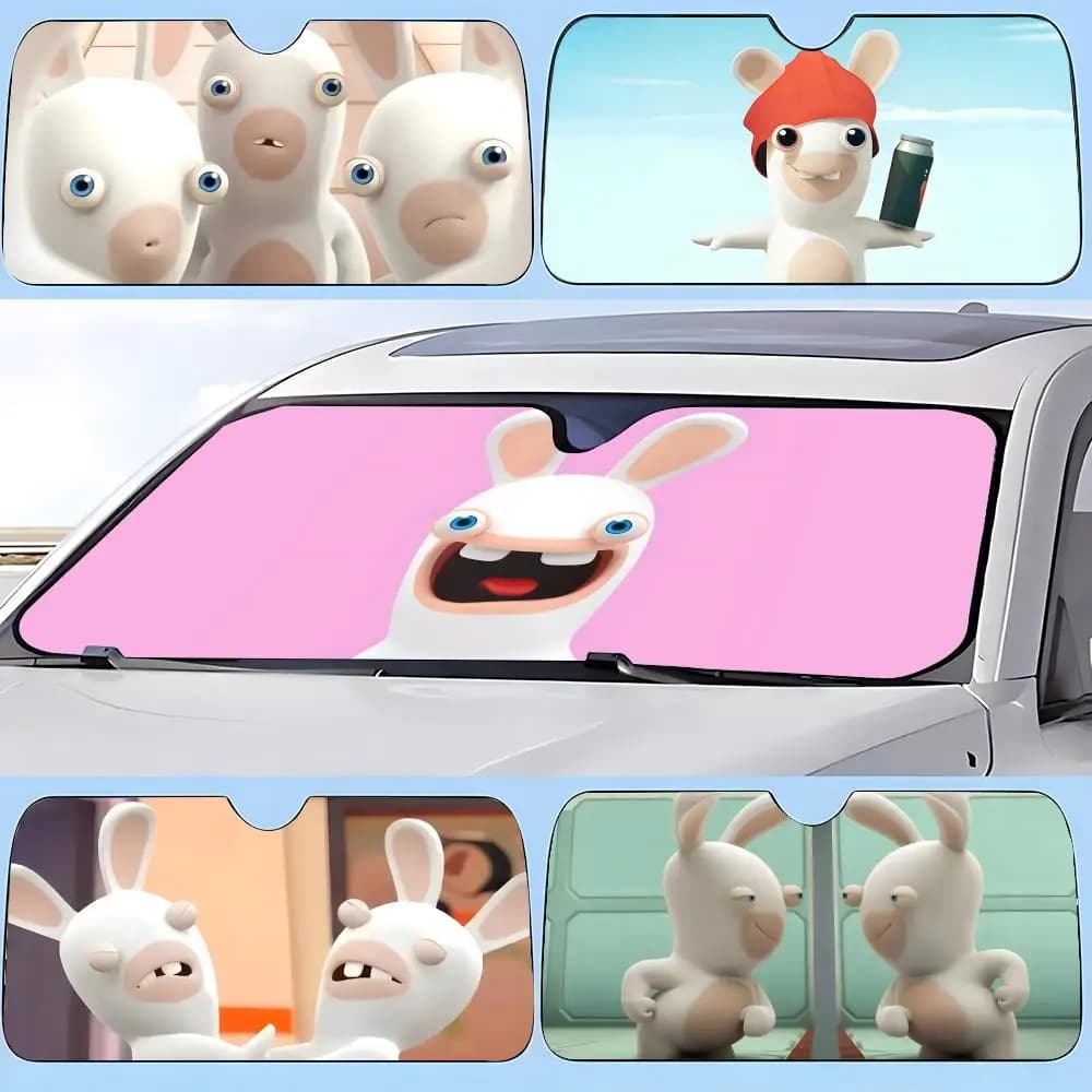 Parasole per auto R-Raving Rabbids, parasole per parabrezza, parasole per protezione solare, regali originali per auto.