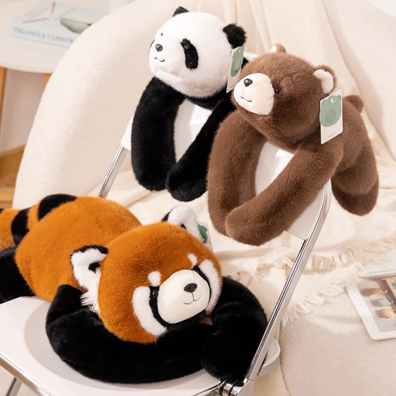 Peluche con Braccia Lunghe 30-65cm, Cuscino Morbido Ponderato, Koala, Panda Rosso, Orso, Bradipo, Dinosauro, Regalo per Compleanno
