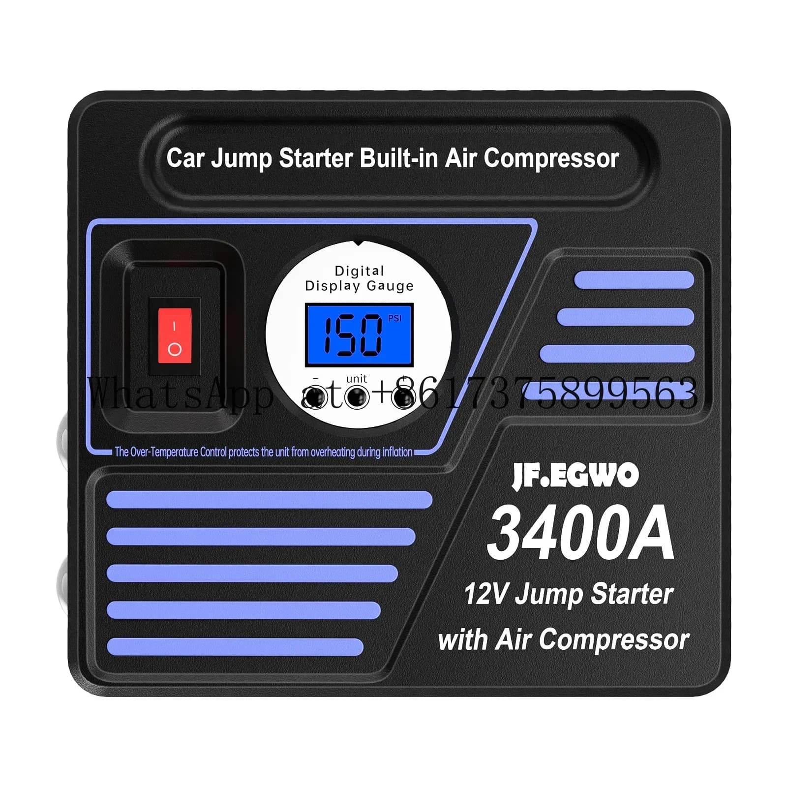 Avviatore d'Emergenza Portatile 6-in-1 da 12V 24000mAh con Compressore Gonfiatore Pneumatici
