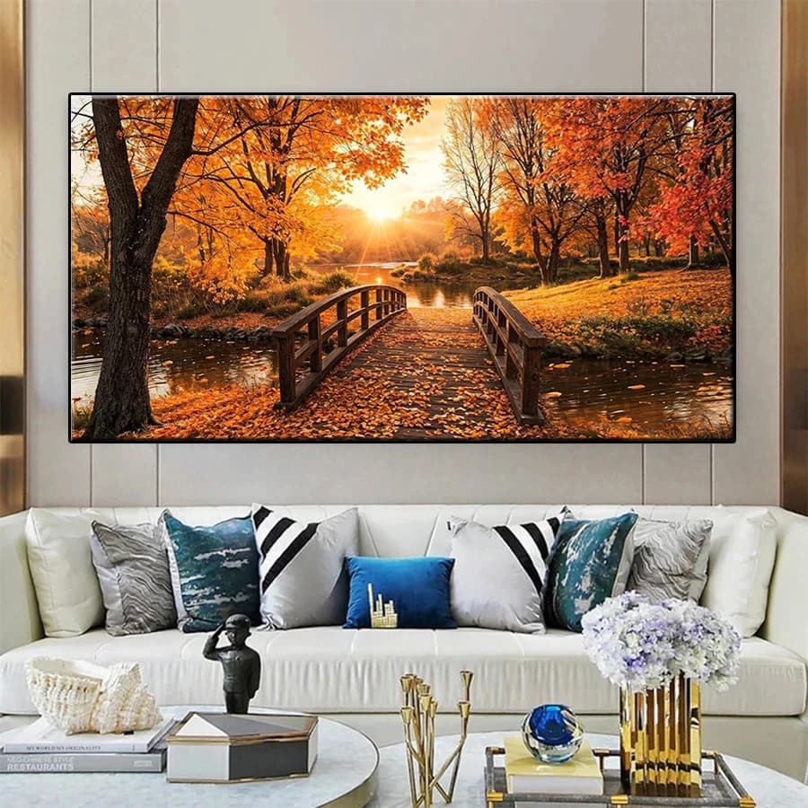 Diamond Embroidery Picture Kit New Sunset Autumn Park Tree Landscape Diamond Painting Full Drill Mosaic Cross Stitch Wall Art