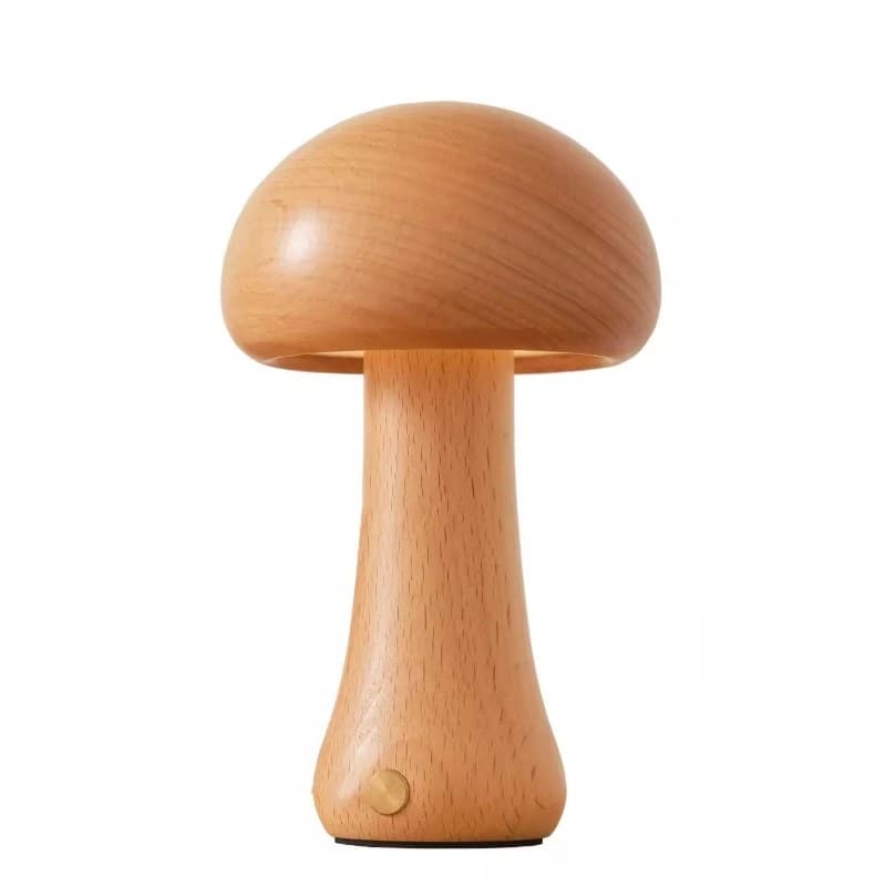 Solid Wood Fungus Lamp, Bedside Bedroom, Sleeping Room, Rechargeable Night Light, Creative LED Desk Lamp for Eye Protection