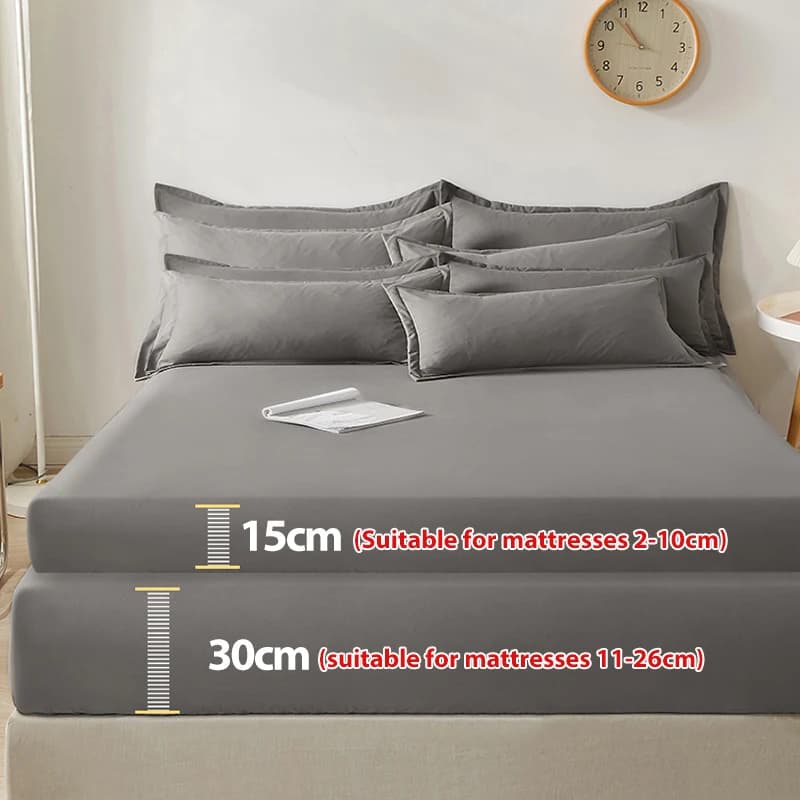Lenzuolo con angoli elasticizzati, tinta unita, coprimaterasso protettivo per letto singolo, matrimoniale, king size, 100% cotone, 150/160/180x200