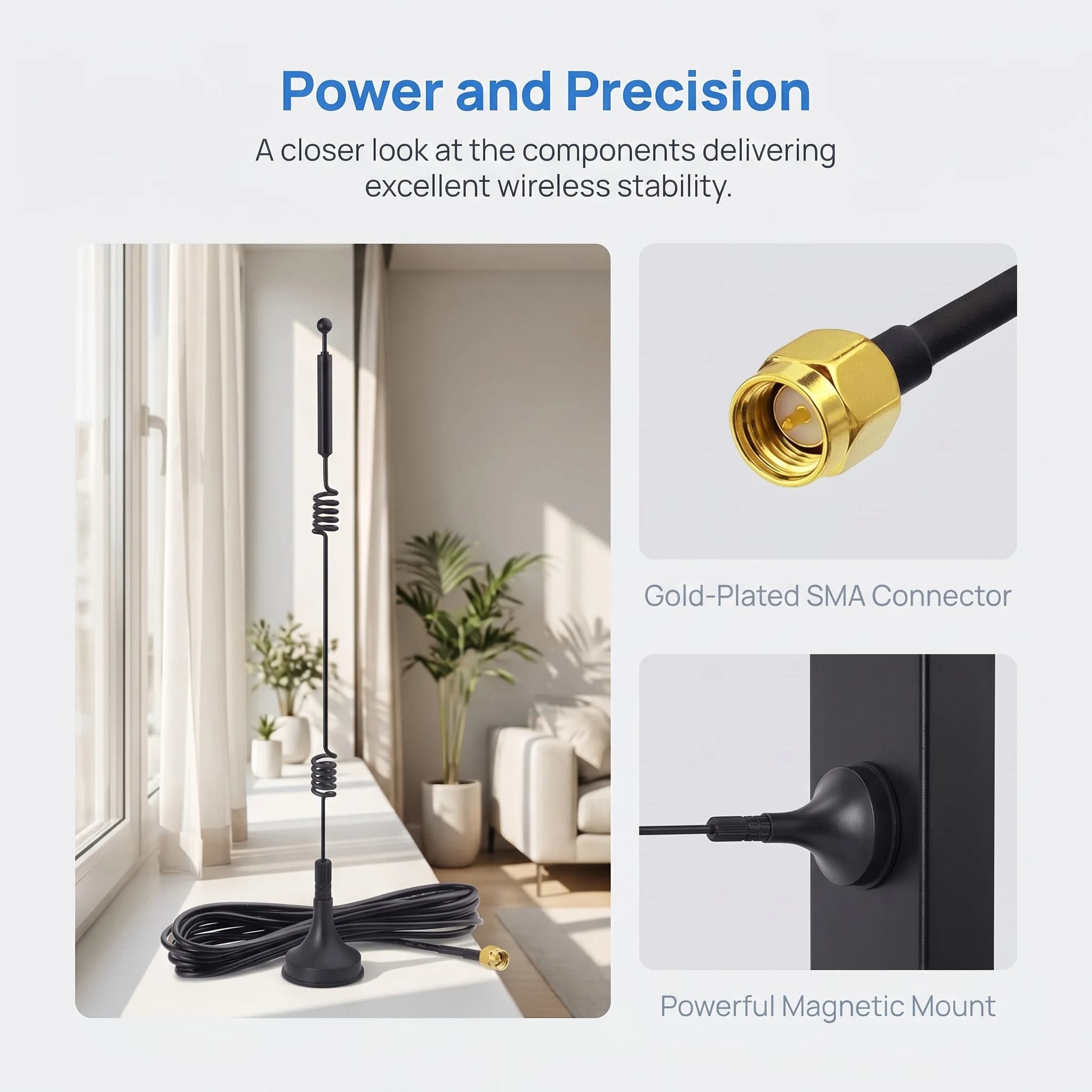 Dual Band WiFi 2.4GHz 5GHz 5.8GHz 9dBi Magnetic Base SMA Male Antenna for Wireless Vedio Security Camera Surveillance Recorder V
