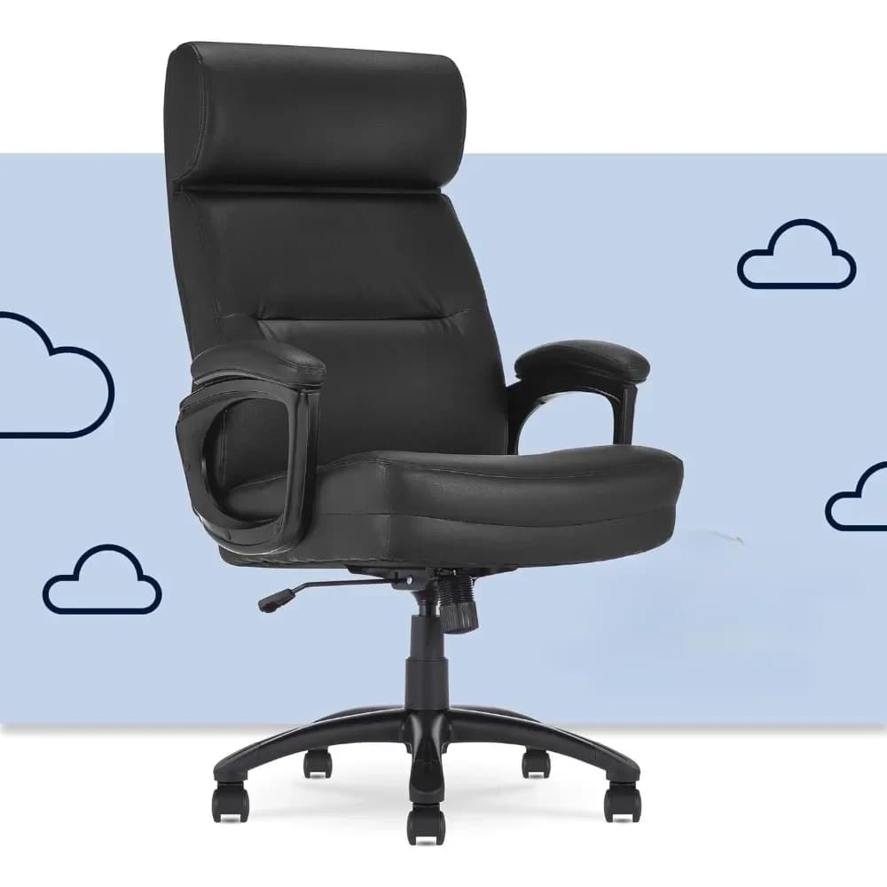 Una sedia da ufficio direzionale Sedia da scrivania ergonomica per computer con schienale alto, sedile con cuscino semi-peluche, braccioli imbottiti morbidi, Serta