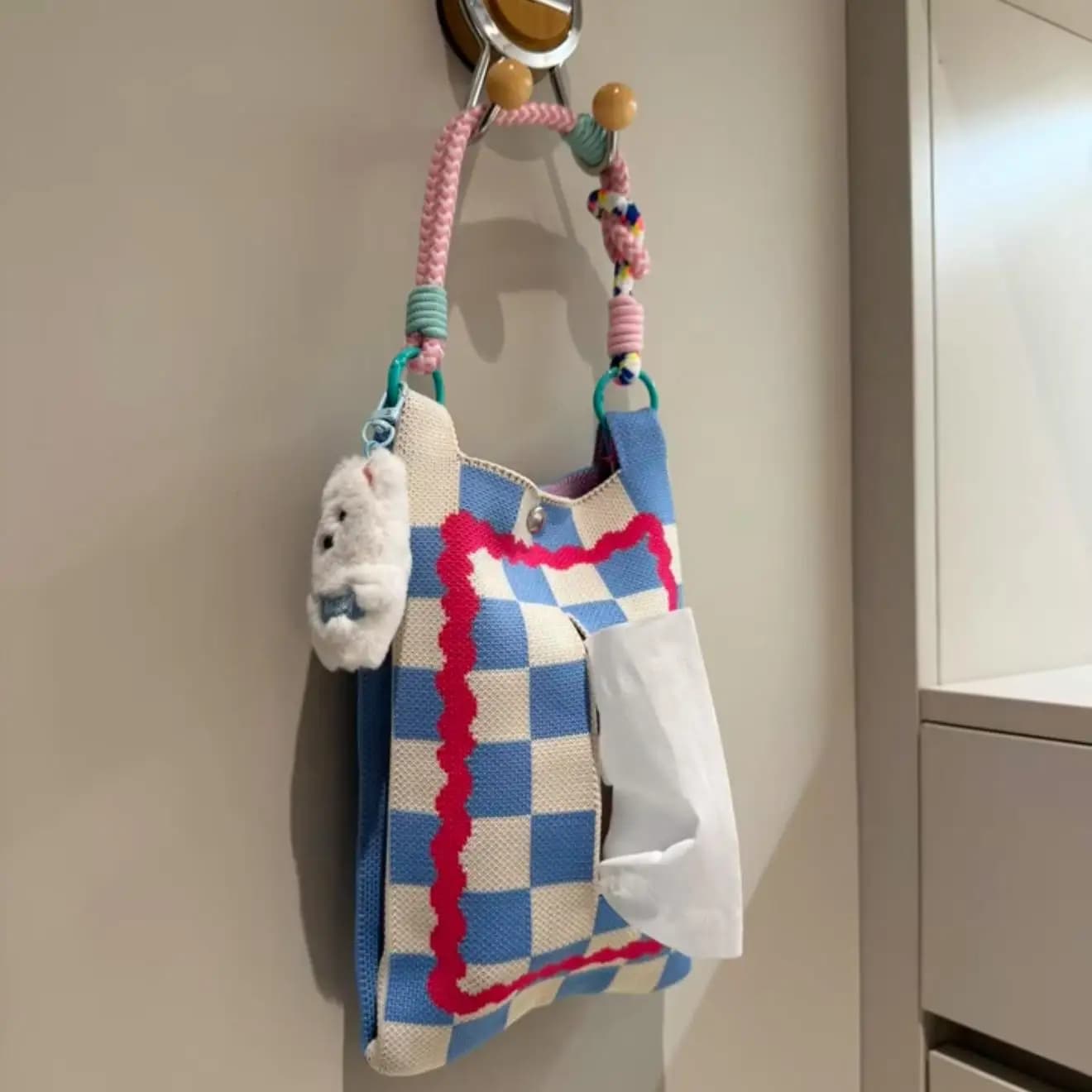 Box for fazzoletti for puppies, hanging glove bag for domestic use, non-perforating paper bag, hanging bag for dolls in creative cute fabric