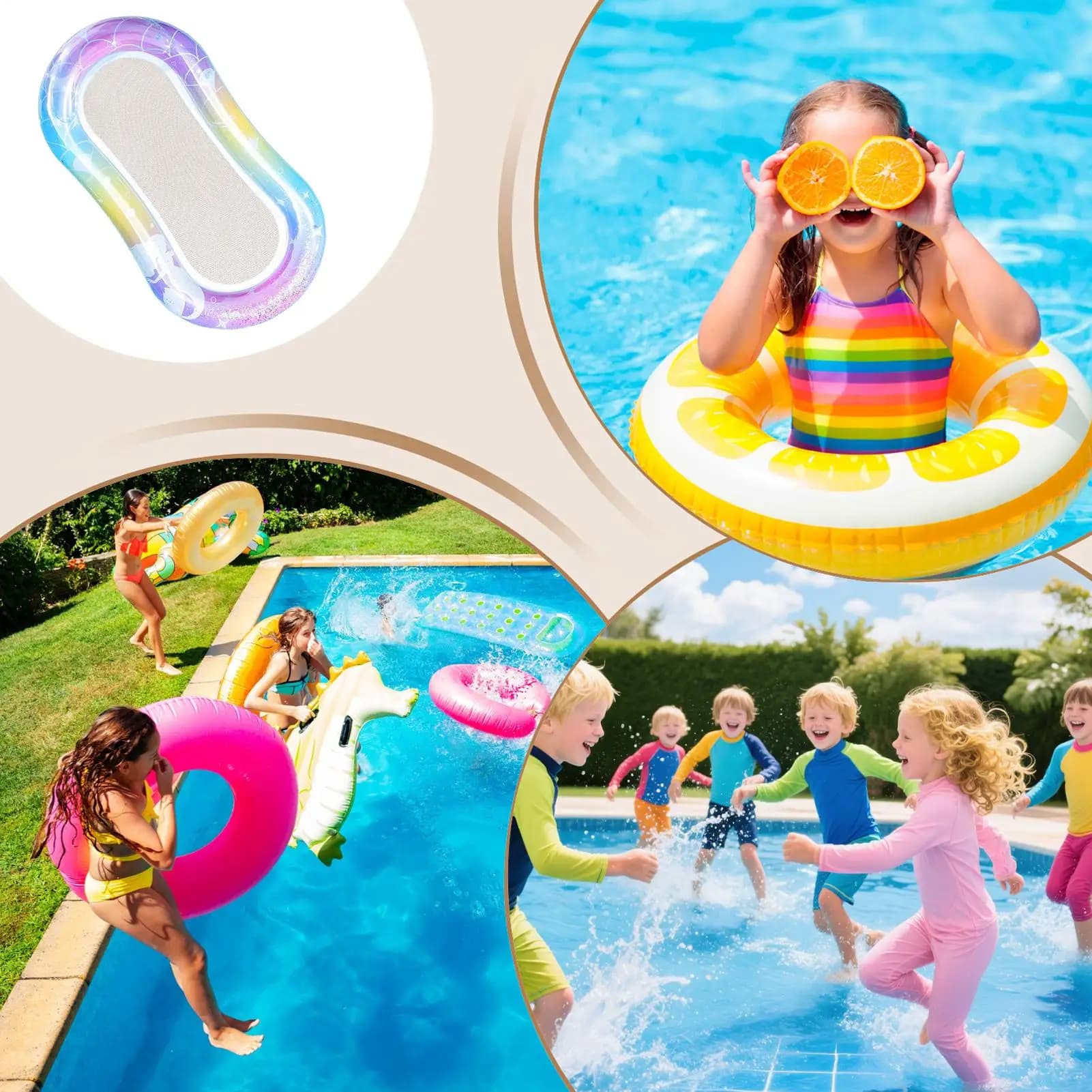 Giubbotto Salvagente per Bambini, Set Amaca Galleggiante per Bambini, Set Amaca Galleggiante per Piscina, Spiaggia, Snorkeling, Laghetto, Giardino