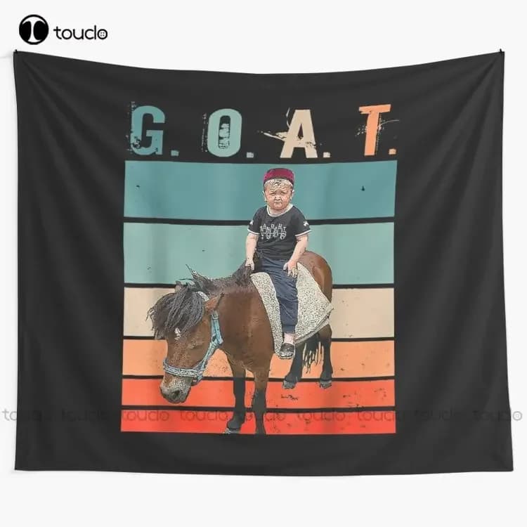 New G. O. A. T. - Hasbulla - Funny Hasbulla Hasbullah Smile Tapestry Tapestry Trending Background Wall Printed Tapestry