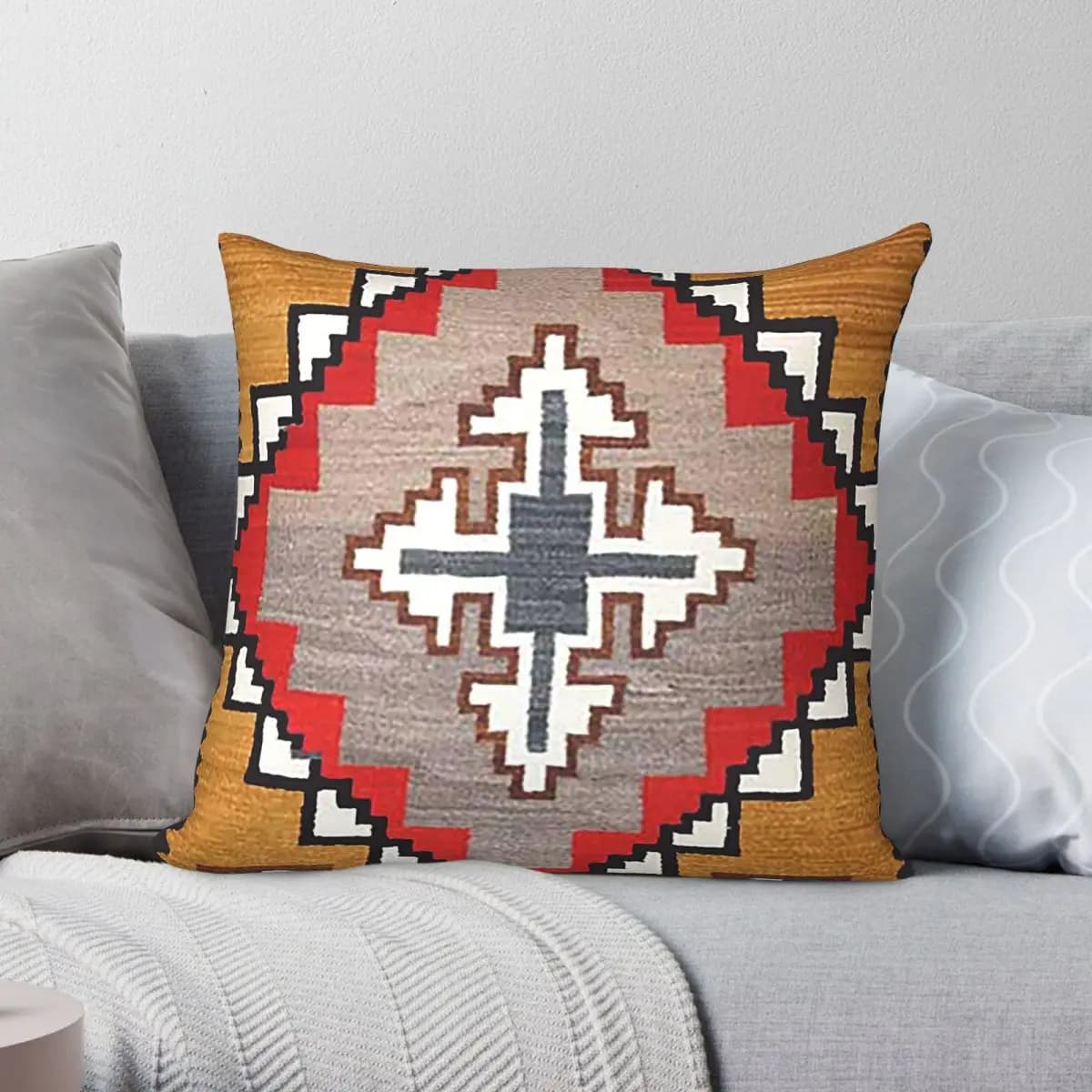 Federa per cuscino quadrata indigena Navajo Bow Arrows in poliestere, lino e velluto, con cerniera creativa, decorativa, per letto e divano