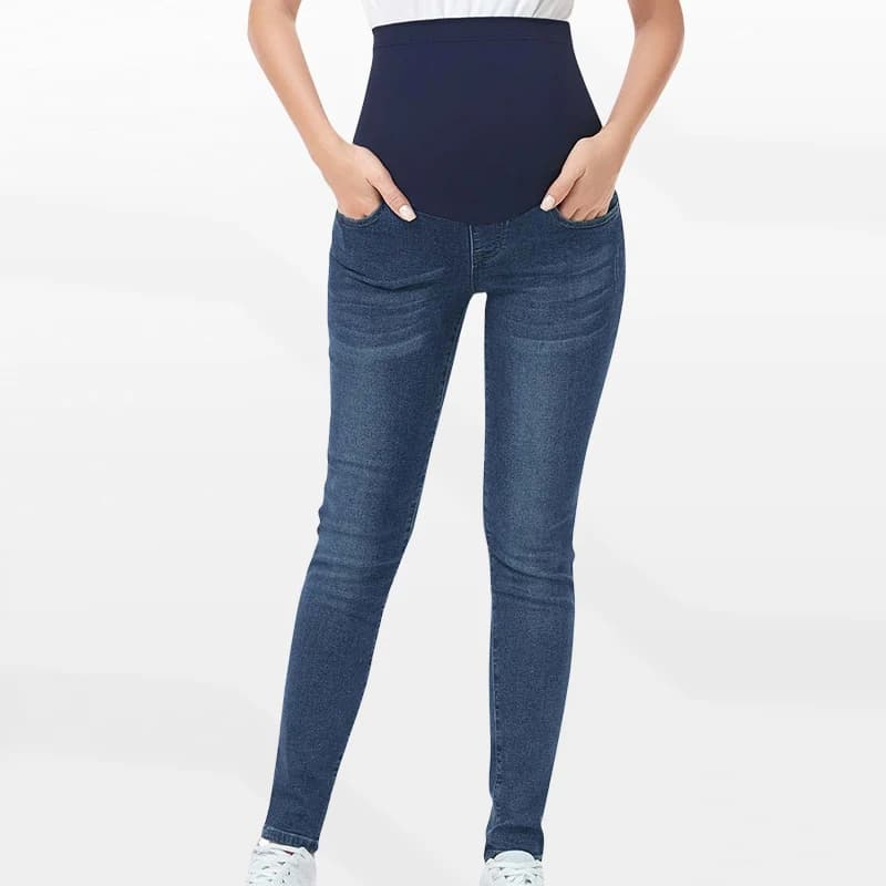 Autumn and Winter New Tight High Waist Pregnant Women Jeans Supporting Waist Lifting Hip Small Feet Elastic Maternity Pant
