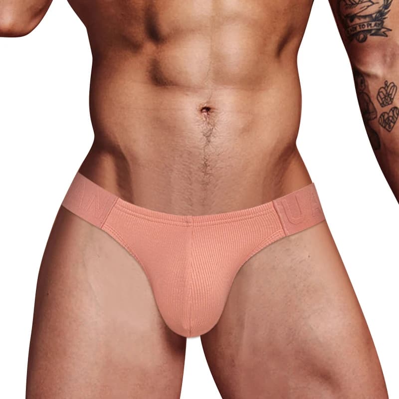 Slip pantaloni a triangolo da uomo con cinturino in cotone con motivo in rilievo, intimo giovanile classico e semplice