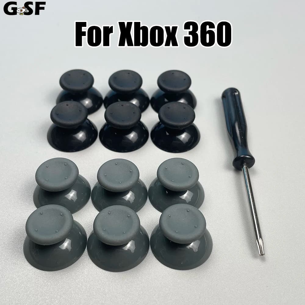 GSF 1Set Nero Grigio 3d Analogico Stick per Xbox 360 Controller Thumbsticks Caps per X box 360 Gamepad Parti di Riparazione con Strumento