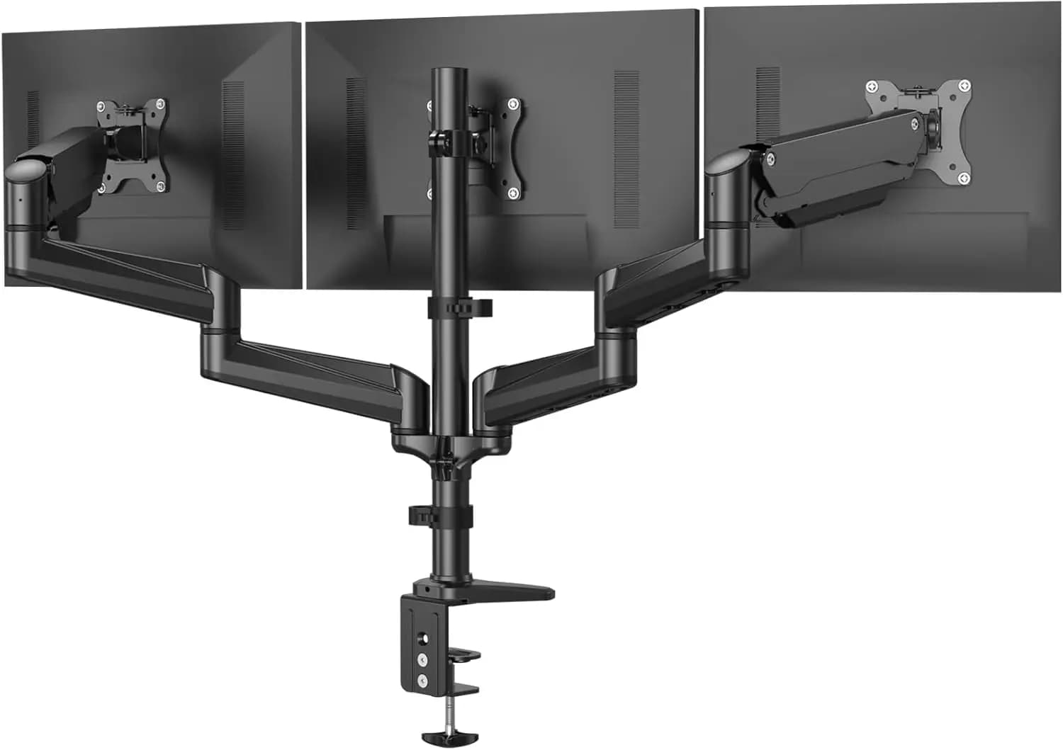 Supporto Triplo per Monitor da 17-32 Pollici, Stand da Gaming Regolabile con Rotazione, Inclinazione, Morsetto e Kit Passacavo