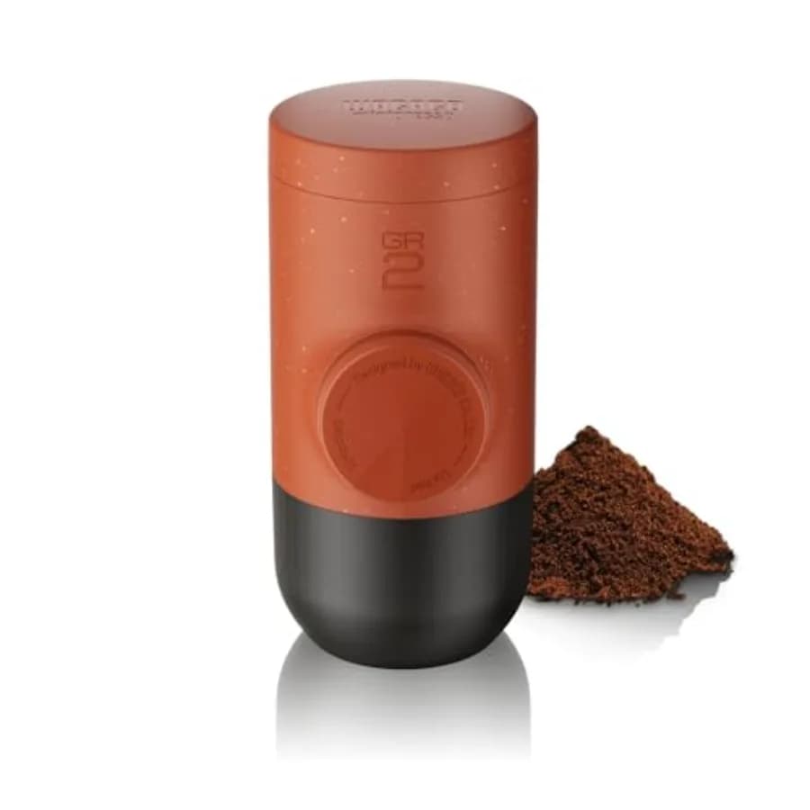 Minipresso GR2, Portable Espresso Maker Compatible Ground Coffee, Espresso Machine 18 Bar Manually Operated Copper Clay