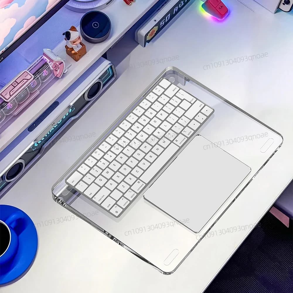 Poggiapolsi per iMac Magic Trackpad 2 3 Base tastiera Touch ID Stazione di supporto in acrilico numerico Staffa per pad in cristallo trasparente