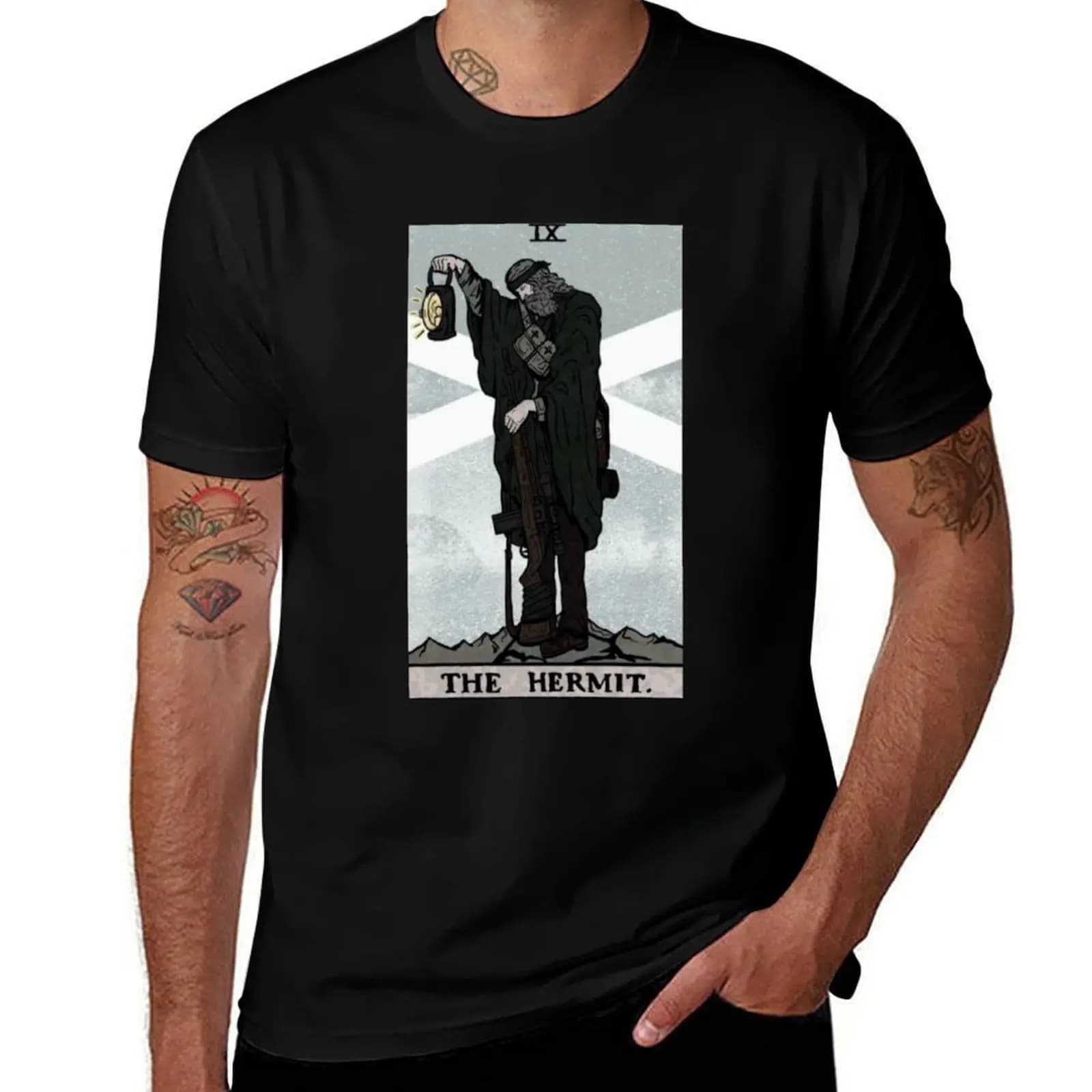 TFD Hermit Tarot Card T-Shirt Big Size Short Sleeve Casual Top T-Shirt