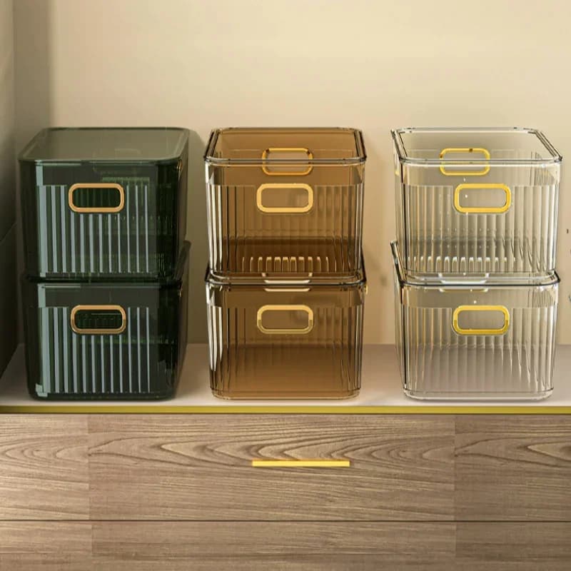Home Multifunction Rectangular Desktop Stackable Cosmetic Organizer Jewelry Makeup Plastic Box Clothes Accessories Basket Shelf