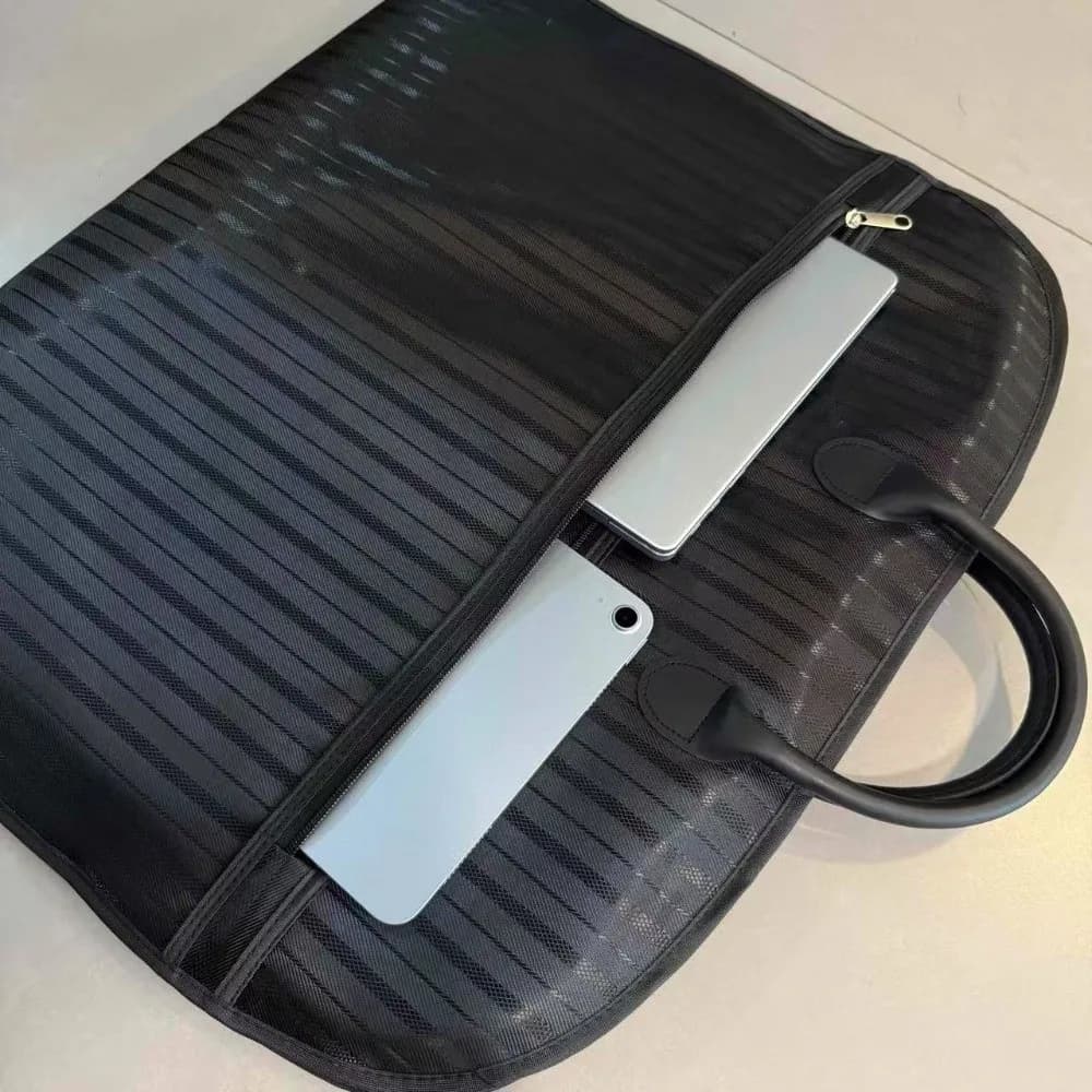 Thickened Garment Bag Zipper Closure Carry Handles Dust Cover Oxford Cloth Striped Design Suit Protection Case