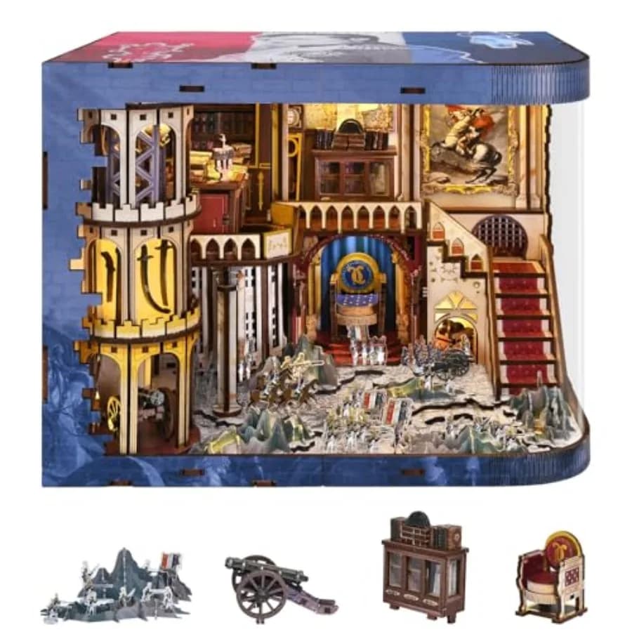 Kit Book Nook con Luce LED, Casa in Miniatura 3D in Legno, Puzzle Decorativo per Libreria, Regalo di Compleanno per Adulti e Adolescenti