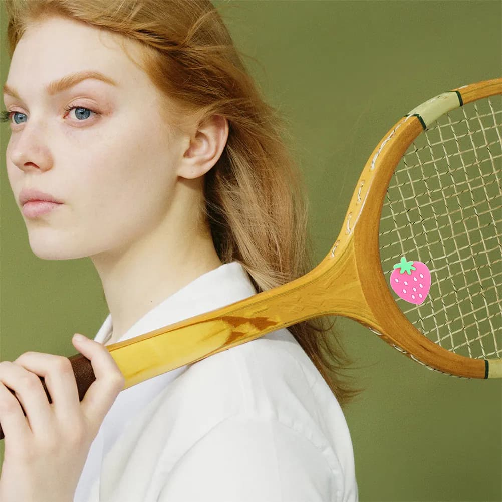 Set of 6 Strawberry Shaped Silicone Ammortizers for Tennis Racks, Vibration Reduction, Improved Control and Comfort in the Sack