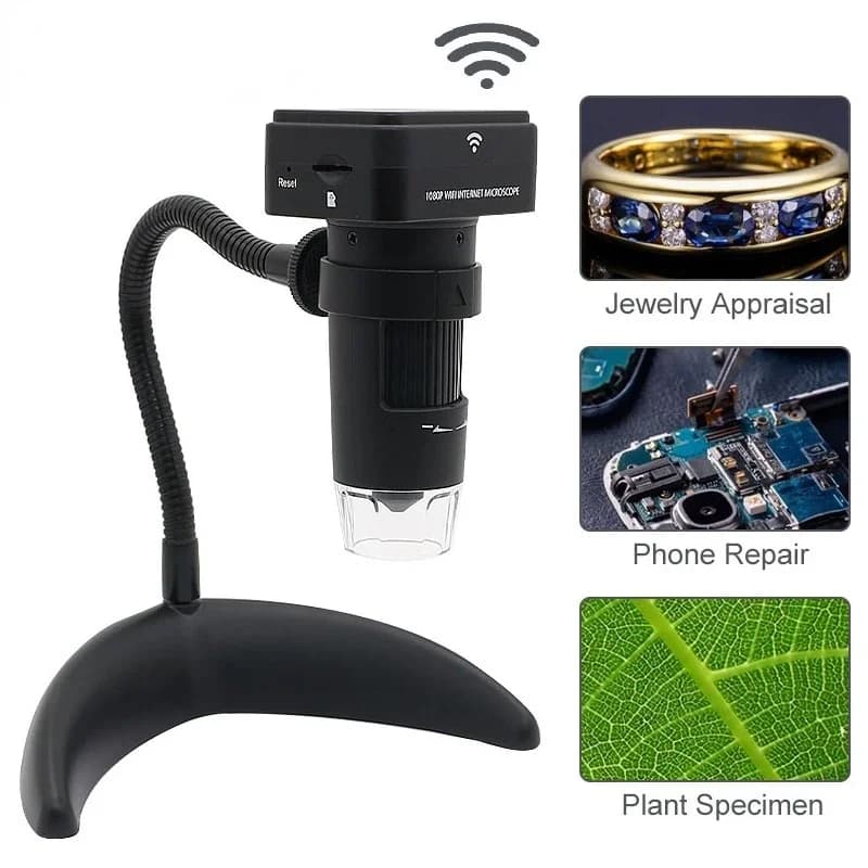 Microscopio Digitale Elettronico Wireless WIFI 1080P HD 200X per Riparazione PCB e Identificazione Gioielli