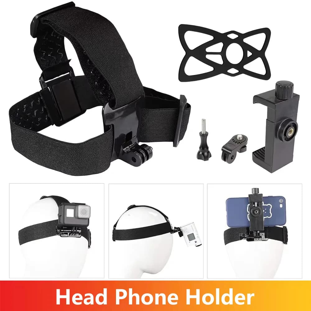 Phone stand mounted on the head Support for live video band for first person for GoPro SJCAM AKASO DJI Osmo for iPhone Samsung smartphone