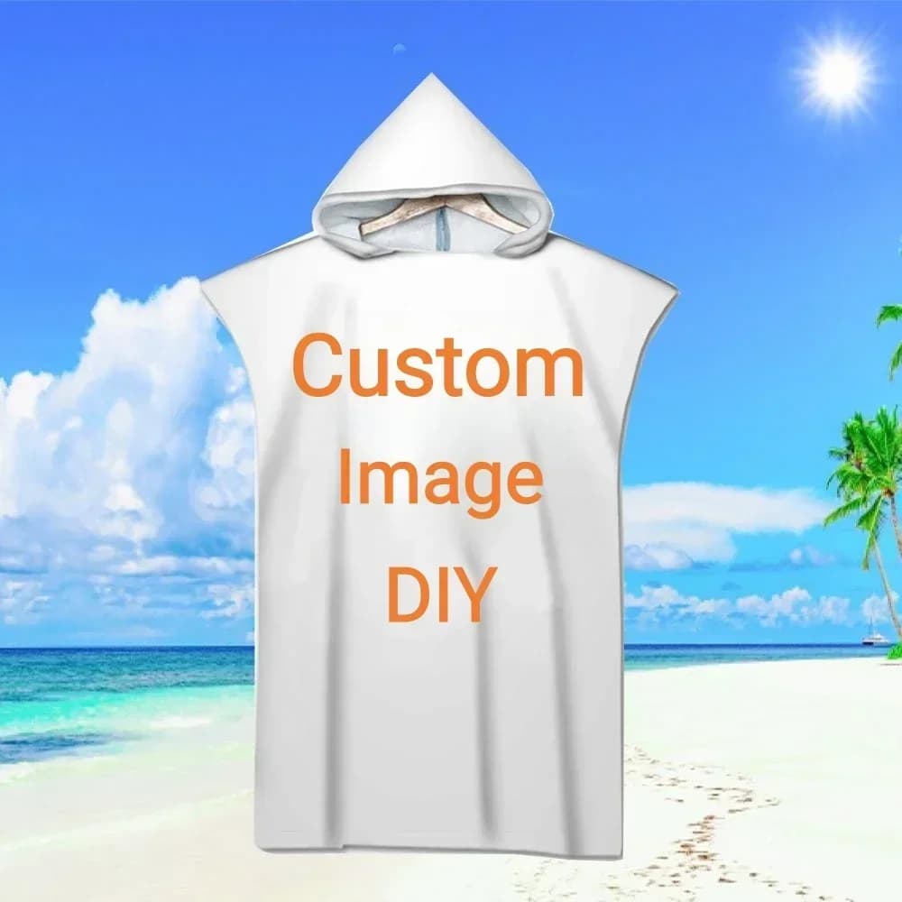 Foto personalizzata Logo Mantello Asciugamano da bagno con cappuccio Accappatoio Poncho Nuoto Asciugamano da spiaggia Surf Uomo Lady Accappatoio ad asciugatura rapida Abbigliamento da spiaggia